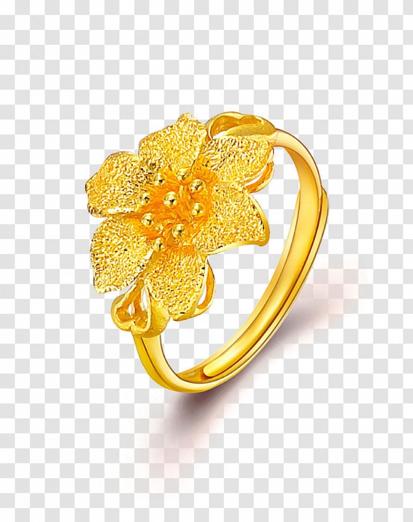Earring Gold Jewellery Chow Tai Fook - Creative Hand-painted Jewelry Pictures,Golden Ring Transparent PNG