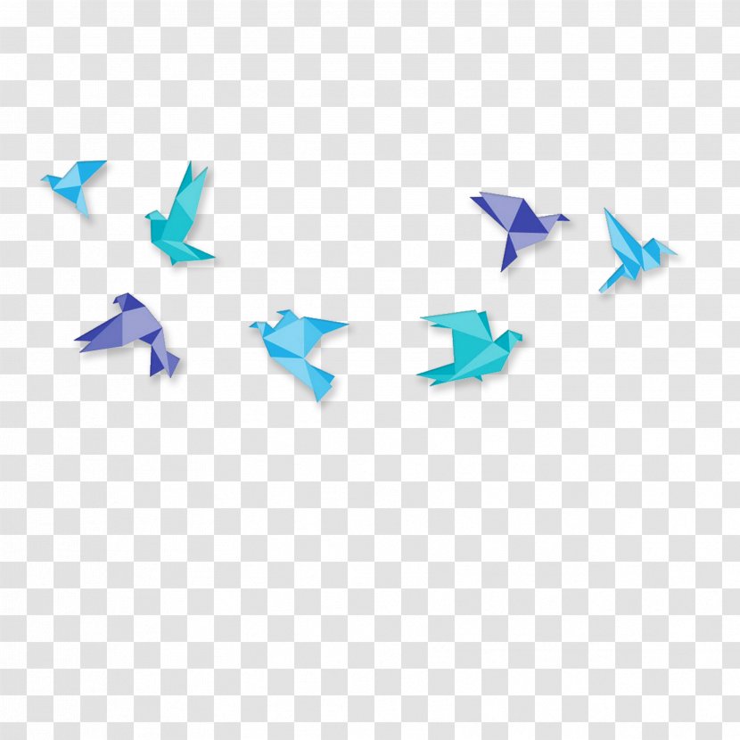Bird Origami - Pattern - Blue Birds Transparent PNG