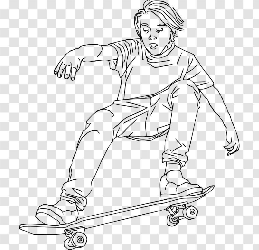 Skateboarding Drawing Ollie Longboard - Skateboard Transparent PNG