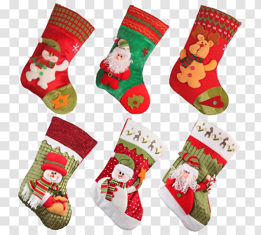Santa Claus Christmas Stocking Eve - Candy - Socks Bags Transparent PNG