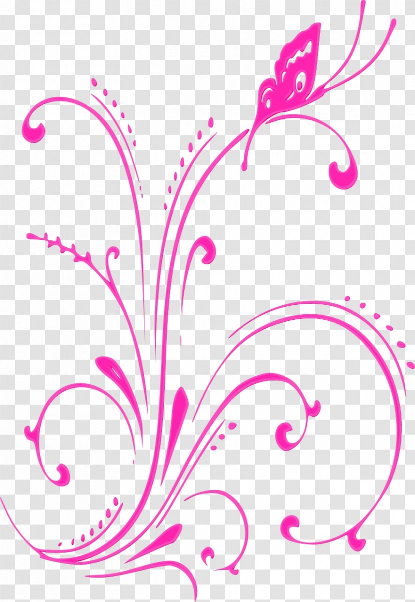 Pink Clip Art Graphic Design Pattern Line - Butterfly Plant Transparent PNG