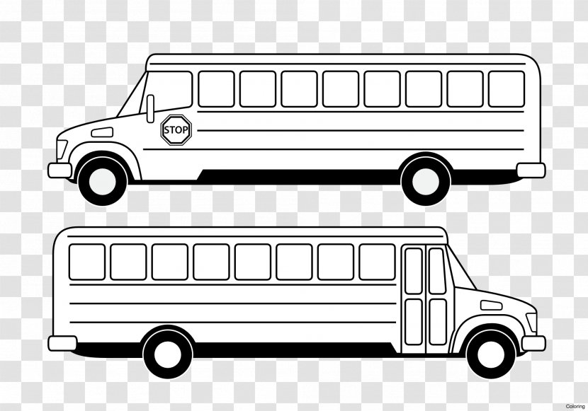 School Bus On A White Stop Clip Art - Black And Transparent PNG