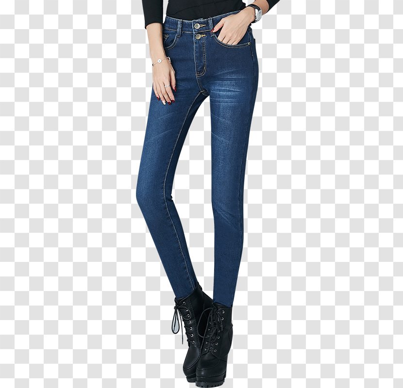 Jeans Denim Cobalt Blue Waist Leggings - Flower - Taobao Material Transparent PNG