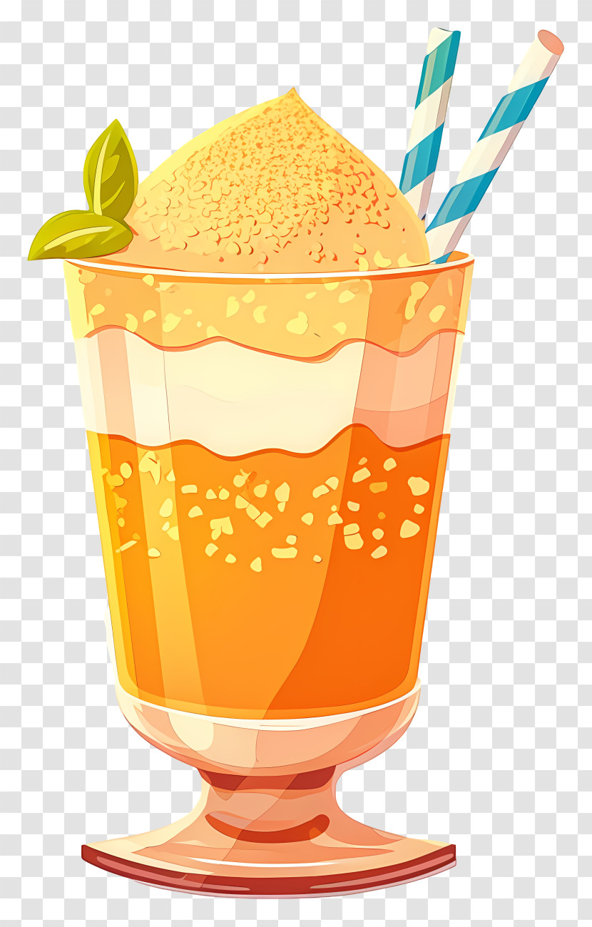 Mango Lassi - Refreshing Orange Drink With Straws Transparent PNG