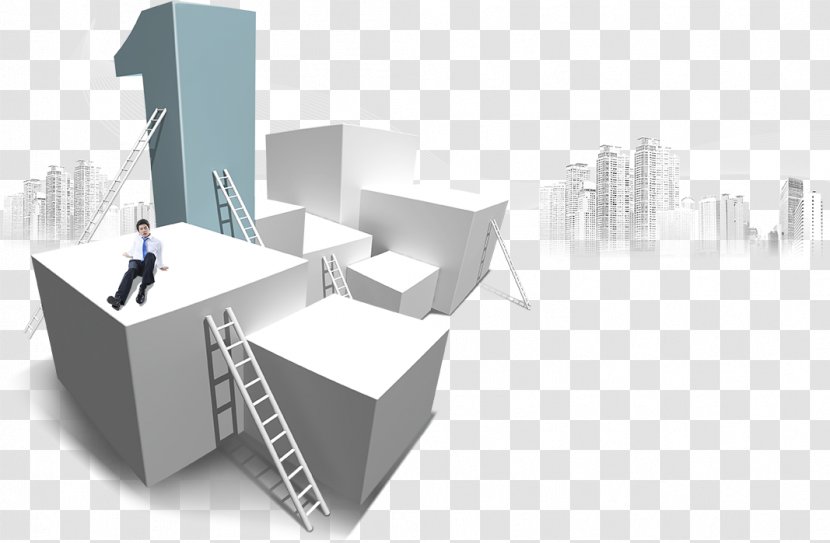Stairs Business - Brand - Cube With Man Transparent PNG