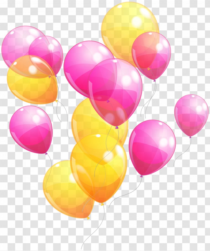 Balloon Party Pink Yellow Baby Shower - Magenta - And Balloons Bunch Clipart Image Transparent PNG