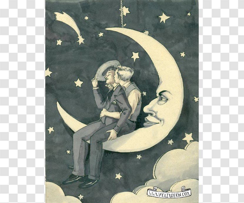 Queer Art Love Artist - Arts And Crafts Movement - Moon Watercolor Transparent PNG