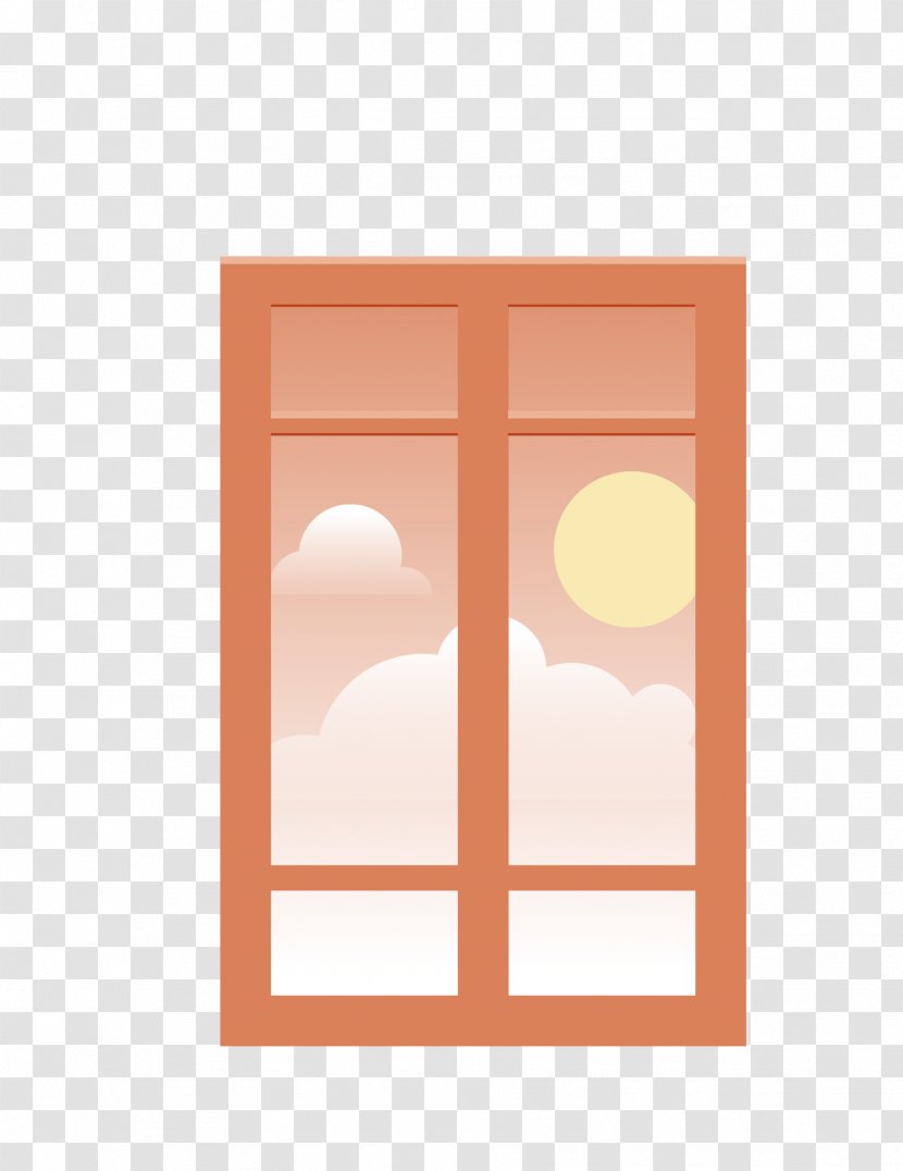 Cartoon - Orange - Vector Red Window Out Of The Scenery Transparent PNG