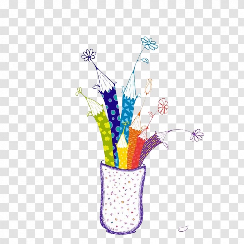 Brush Pot Illustration - Flowerpot - Cartoon Pen Transparent PNG