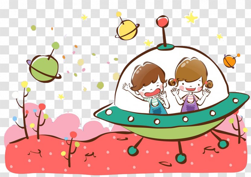 Spacecraft Cartoon Illustration - Universe - Background UFO Transparent PNG