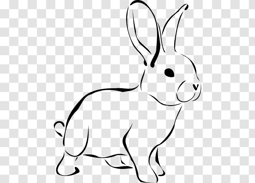 White Rabbit Easter Bunny Hare Clip Art - Black And - Cliparts Transparent PNG