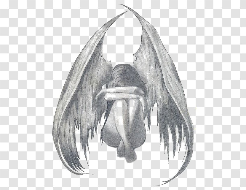 Drawing Angel Pencil Sadness Sketch - Monochrome Photography Transparent PNG