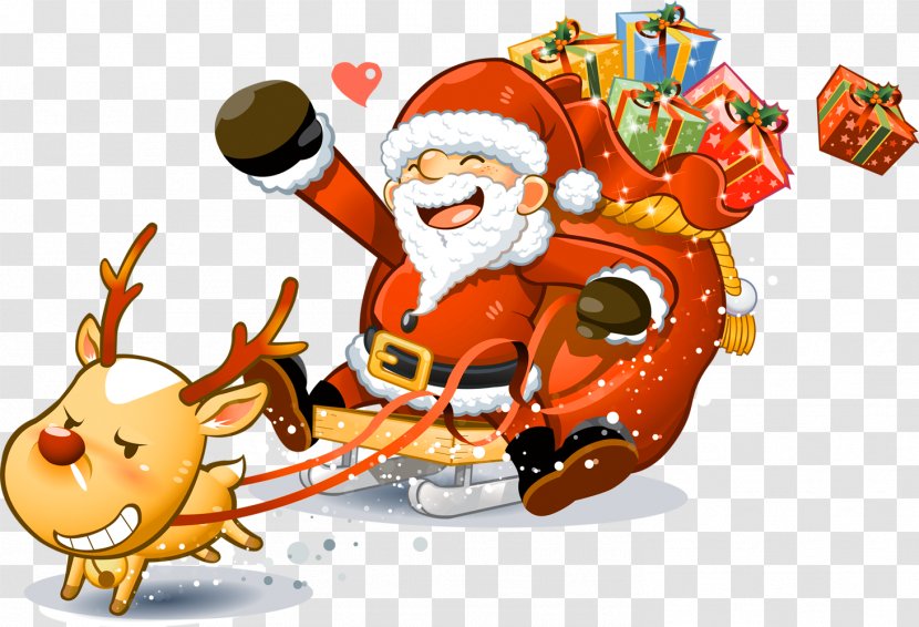 Santa Claus Reindeer Christmas Clip Art - Fictional Character Transparent PNG