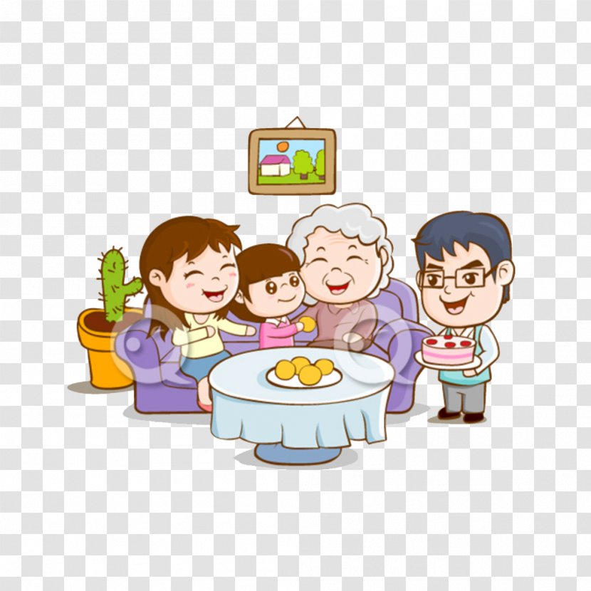 Family Cartoon Illustration - Food - Happy Transparent PNG