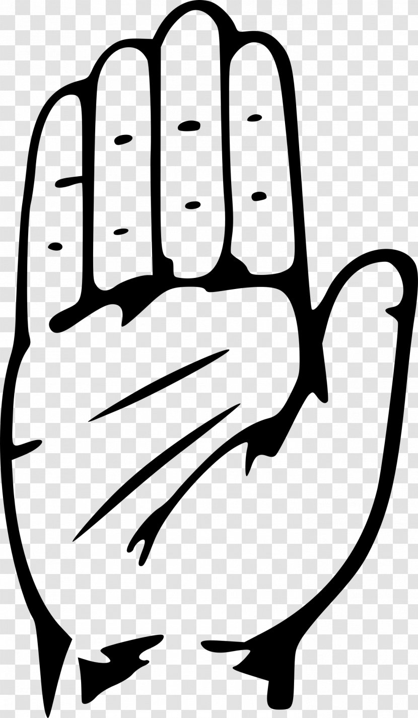 Indian National Congress Symbol Hand Clip Art - Black And White - Hand-painted Panda Transparent PNG