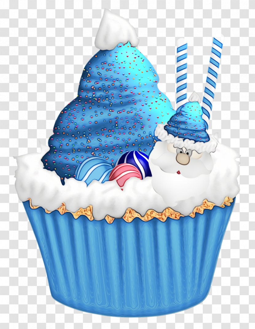 Baking Cup Blue Cupcake Cake Dessert - Christmas Ornaments - Muffin Food Transparent PNG