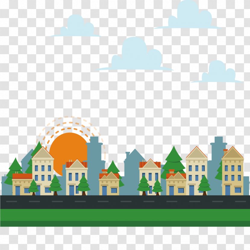 Bicycle Euclidean Vector - Cycling - City Building Background Transparent PNG