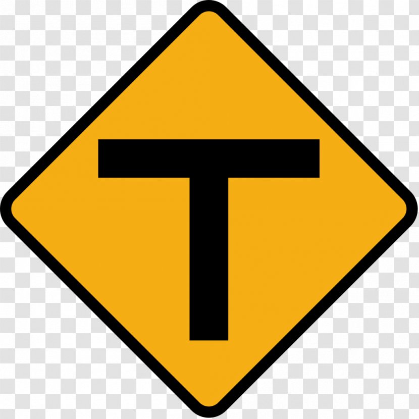 Traffic Sign Three-way Junction Warning Intersection - Road Transparent PNG