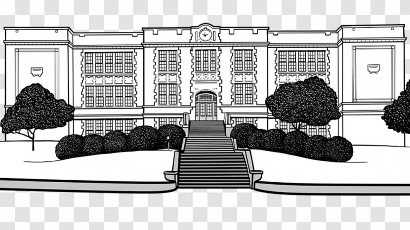 Wiley Elementary School Architecture - Monochrome Transparent PNG
