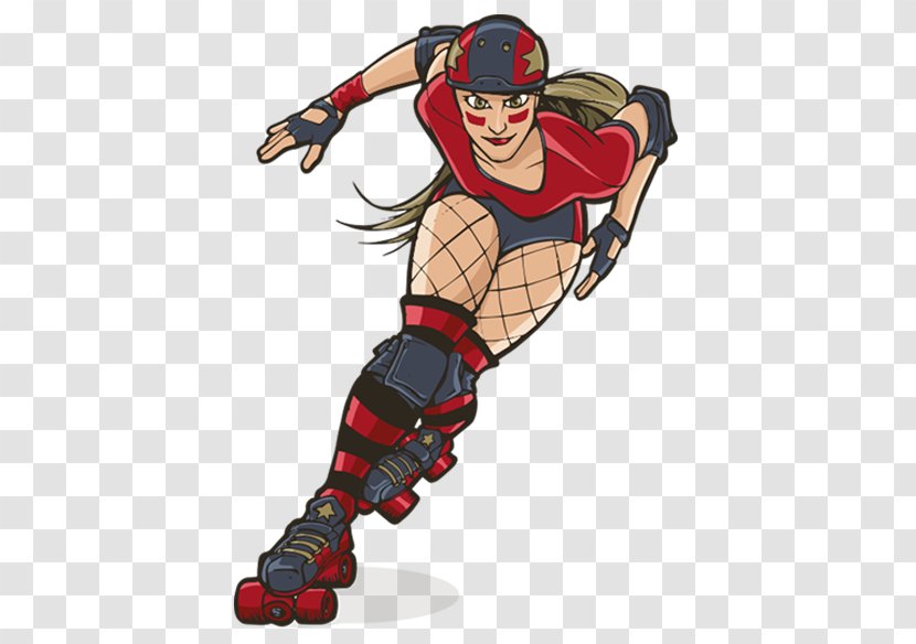 Superhero Cartoon - Roller Skating Derby Transparent PNG