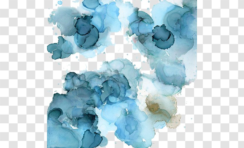 Watercolor Painting Blue - Light - Water Droplets Transparent PNG