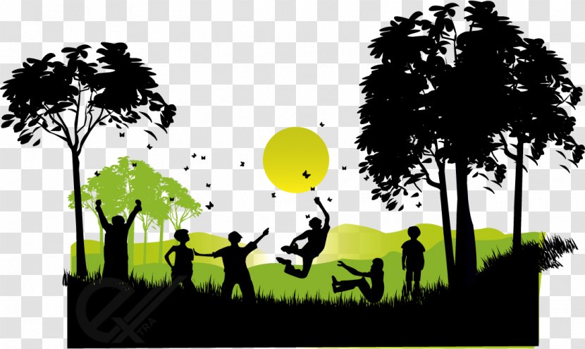 Child Play Clip Art - Children Playing Vector Silhouettes Transparent PNG