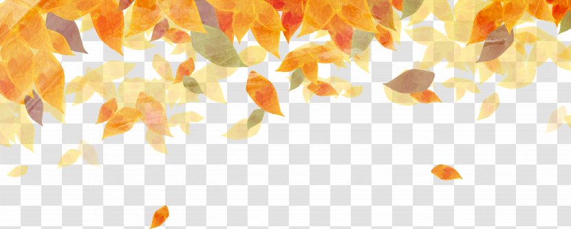 Golden Autumn Leaf Color Watercolor Painting - Season - Floating Leaves Transparent PNG