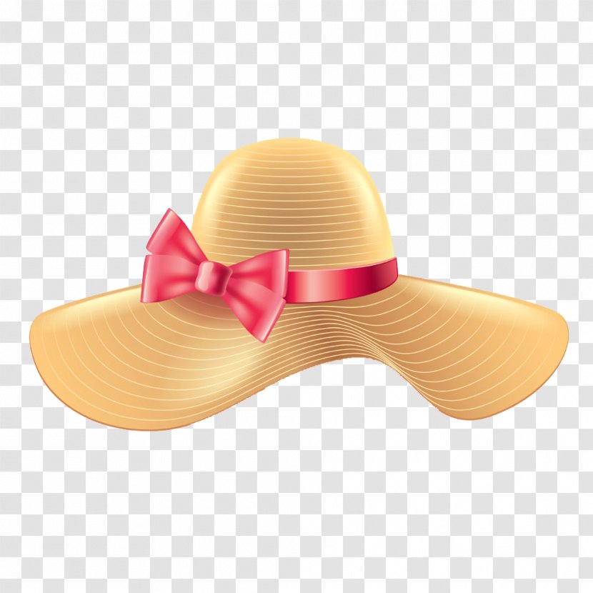 Woman With A Hat Sun Straw Sombrero - Fashion Accessory - Women Bow Image Transparent PNG