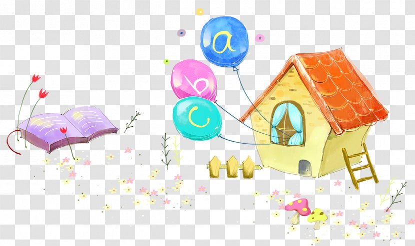 Cartoon House Illustration - With Balloons Transparent PNG