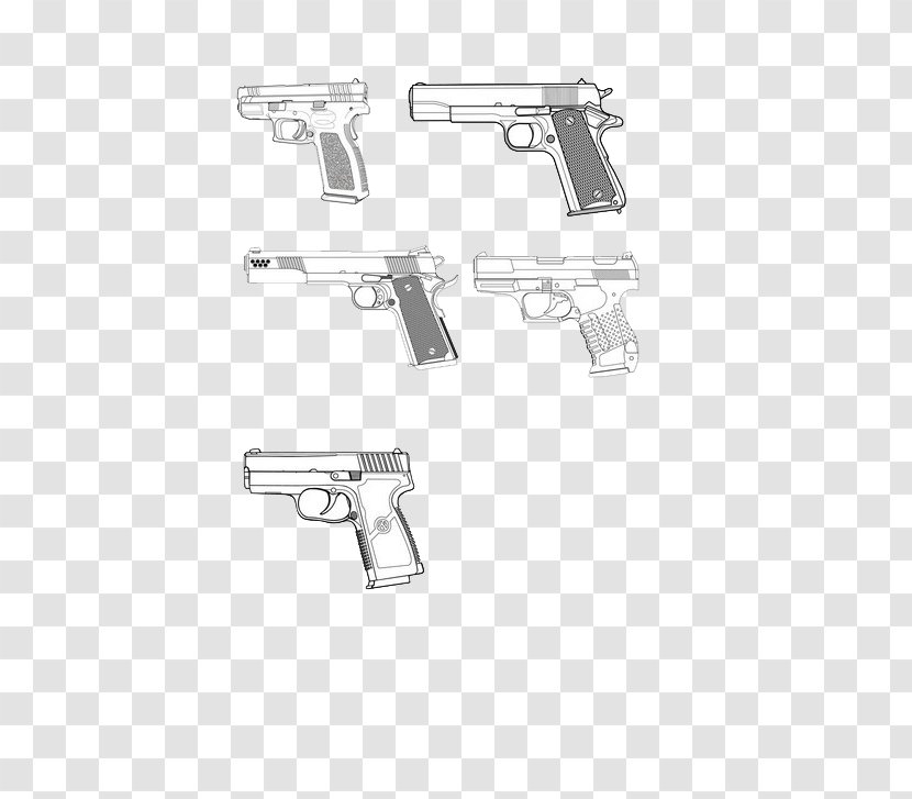Firearm Pistol Weapon Handgun - Cartoon - Sketch Military Transparent PNG
