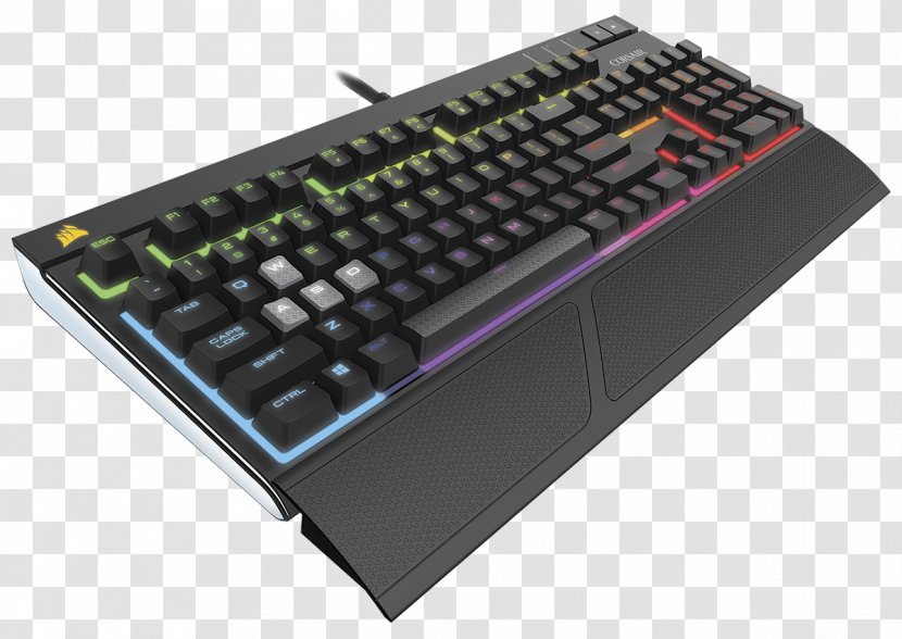 Computer Keyboard Corsair Gaming STRAFE RGB - Electrical Switches - Cherry MX Silent Deutsch KeypadCherry Transparent PNG