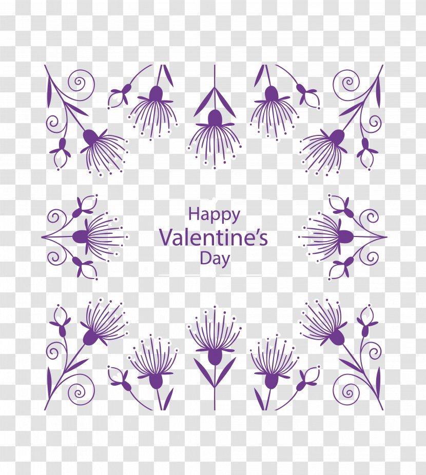 Purple Valentines Day Euclidean Vector - Text - Dandelion Pattern Transparent PNG