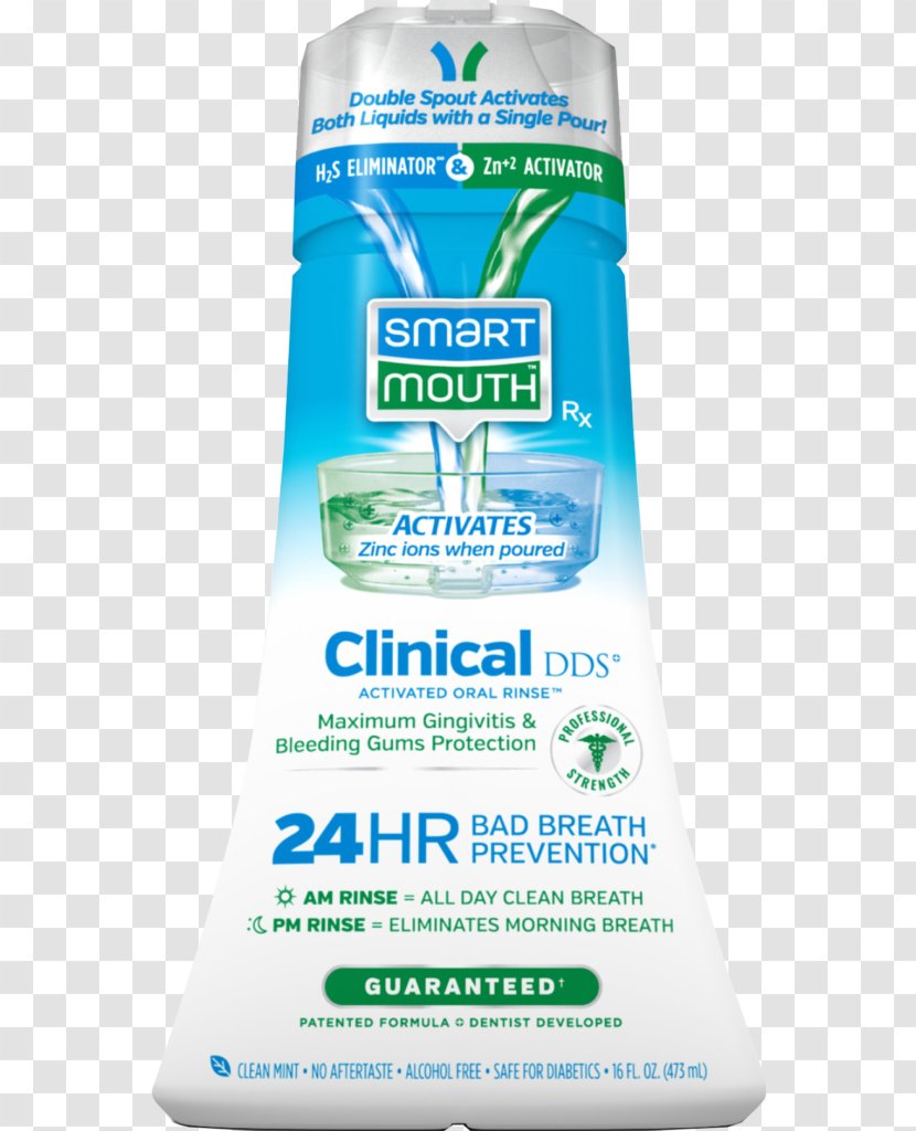 Smartmouth Original Activated Mouthwash Human Mouth Bad Breath Xerostomia - Gingivitis Transparent PNG
