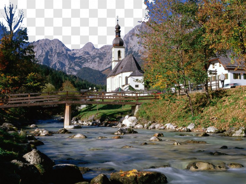 Ramsau Bei Berchtesgaden Neuschwanstein Castle Mover Wallpaper - Watercourse - German Town Charming Scenery Transparent PNG