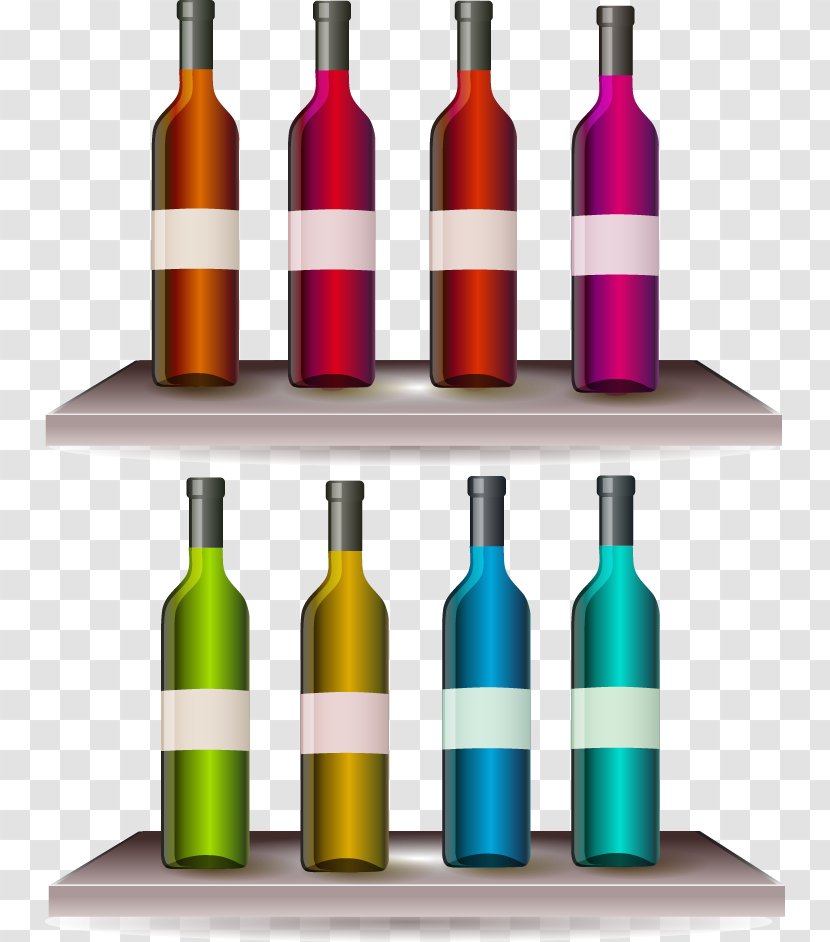 Red Wine Liqueur Beer Glass Bottle - Vector Transparent PNG