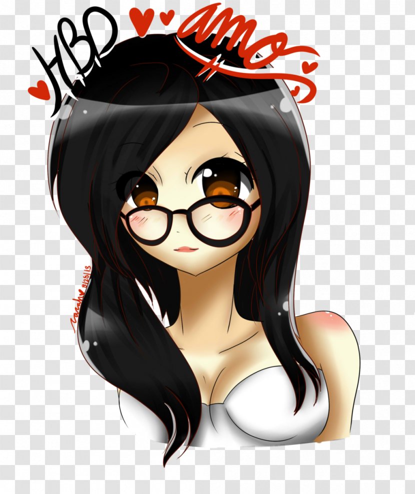 Glasses Black Hair Cartoon Brown Transparent PNG