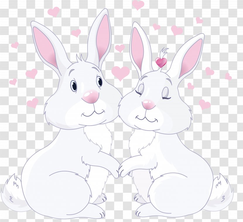 Domestic Rabbit Easter Bunny Hare Whiskers - Cute Bunnies In Love Clipart Picture Transparent PNG