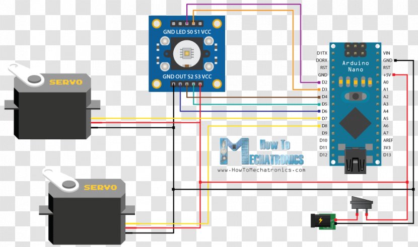 Wiring Diagram Arduino Servomotor Color Vehicle Audio - Engineering - Colored Candy Transparent PNG
