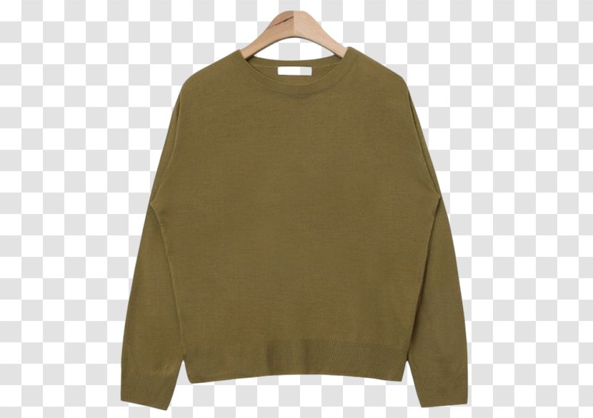 Sleeve Khaki Product Neck - Sweater Transparent PNG
