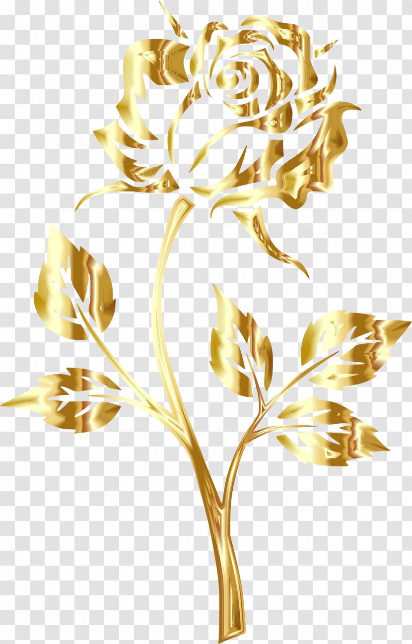 Golden Rose Clip Art - Cut Flowers - Gold Roses Cliparts Transparent PNG