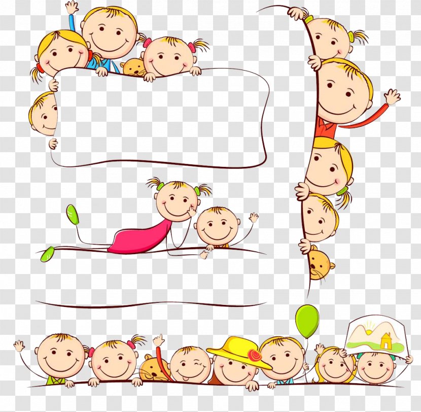 Child Drawing Painting Illustration - Royaltyfree - Cute Adorable Baby Border Transparent PNG
