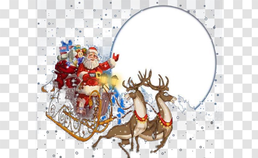 Santa Claus Reindeer Sled Christmas - Driving Transparent PNG