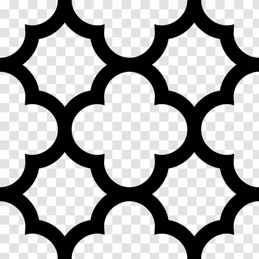 Tile Moroccan Architecture Clip Art - Black - Quatrefoil Shape Cliparts Transparent PNG