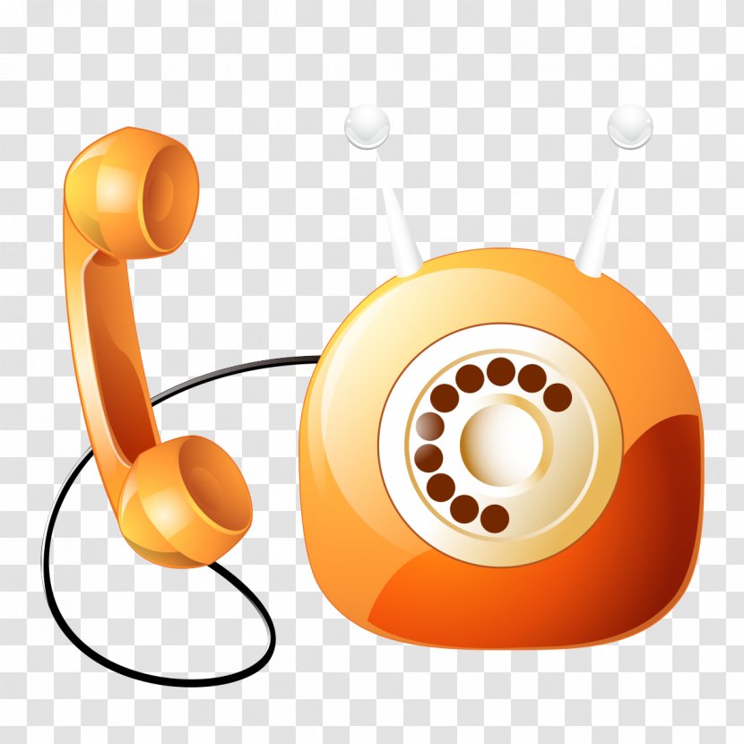 Telephone Headphones Icon - Audio Equipment - Yellow Cartoon Phone Transparent PNG