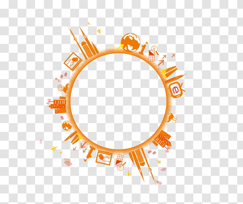 Wireless LAN Advertising Poster - Software - Orange Circle City Silhouette Transparent PNG