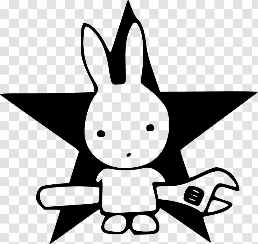 Easter Bunny Rabbit Clip Art - Monochrome - Action Cliparts Transparent PNG