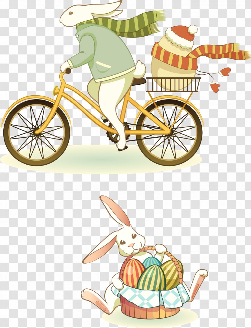 Printed T-shirt Bicycle Cycling Printing - Area - Vector Anthropomorphic Rabbit Transparent PNG