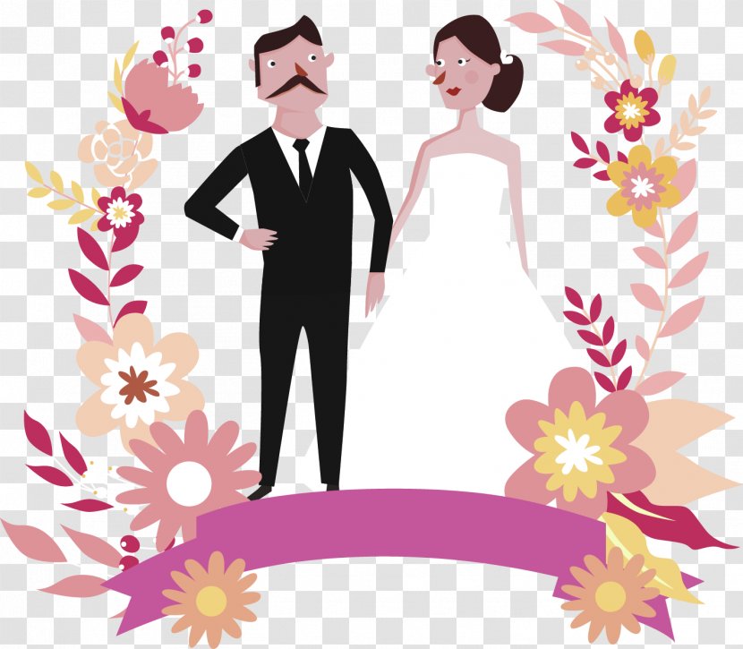 Wedding Invitation Bridegroom Clip Art - Silhouette - Vector Bride And Groom Transparent PNG