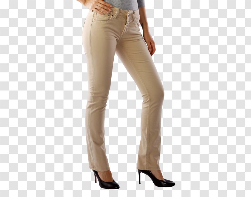 Jeans Khaki Waist - Flower - Beige Trousers Transparent PNG