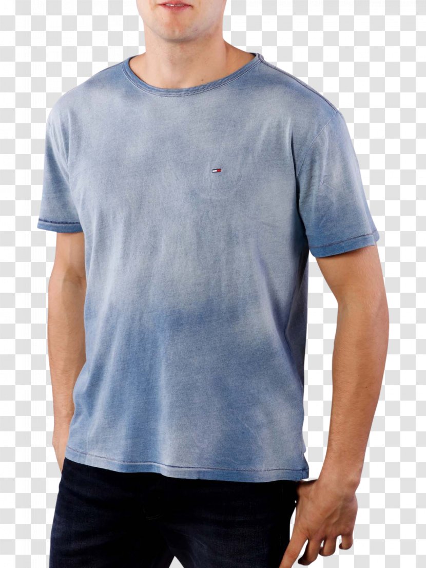 T-shirt Crew Neck Neckline Jeans Indigo - Cobalt Blue Transparent PNG